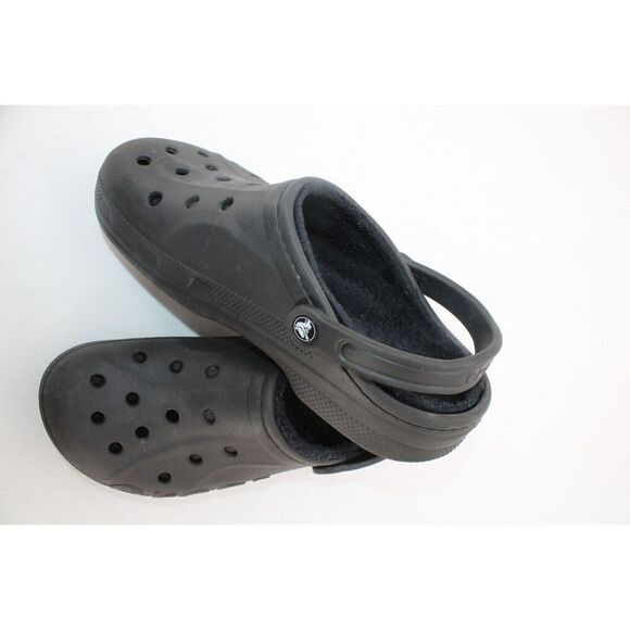 Crocs Shoes Mens 10 Womens 12 Dual Comfort Clogs Lined Slingback Black Rubber - Picture 1 of 11